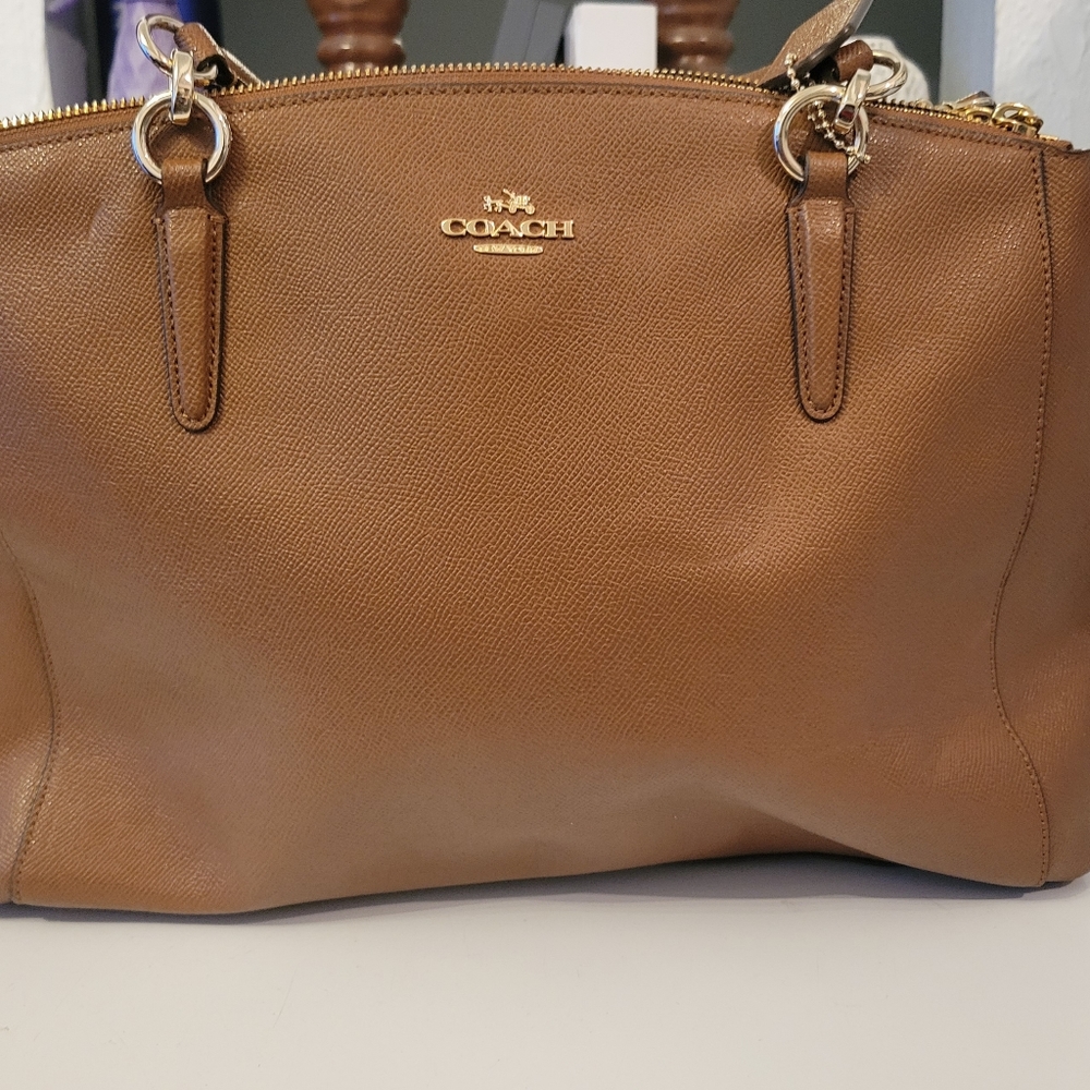 Tan Coach purse